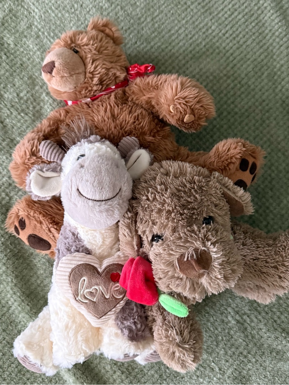 Plush Stuffed Animal Trio - Brown & Cream Teddy Lamb Puppy